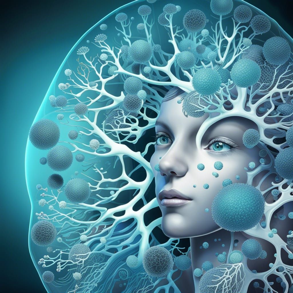 Cellular World: Microbes in Detailed Gouache Painting