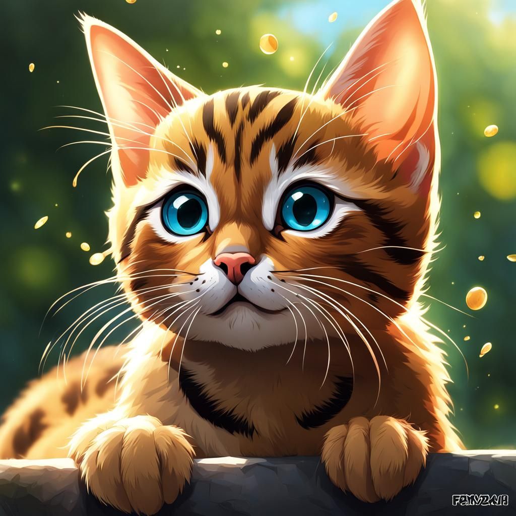 Emotional Bengal Cat Waving Goodbye: Anime Key Visual