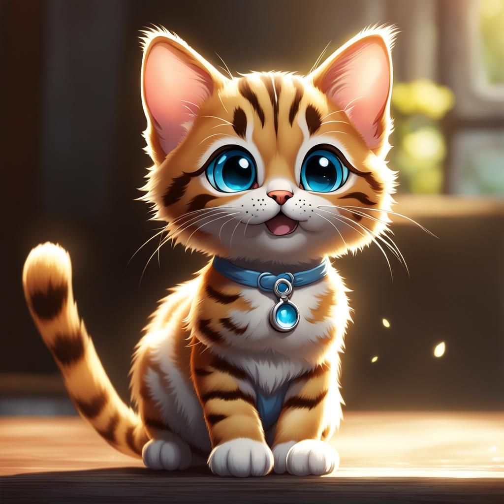 Emotional Bengal Cat Farewell in Anime Style