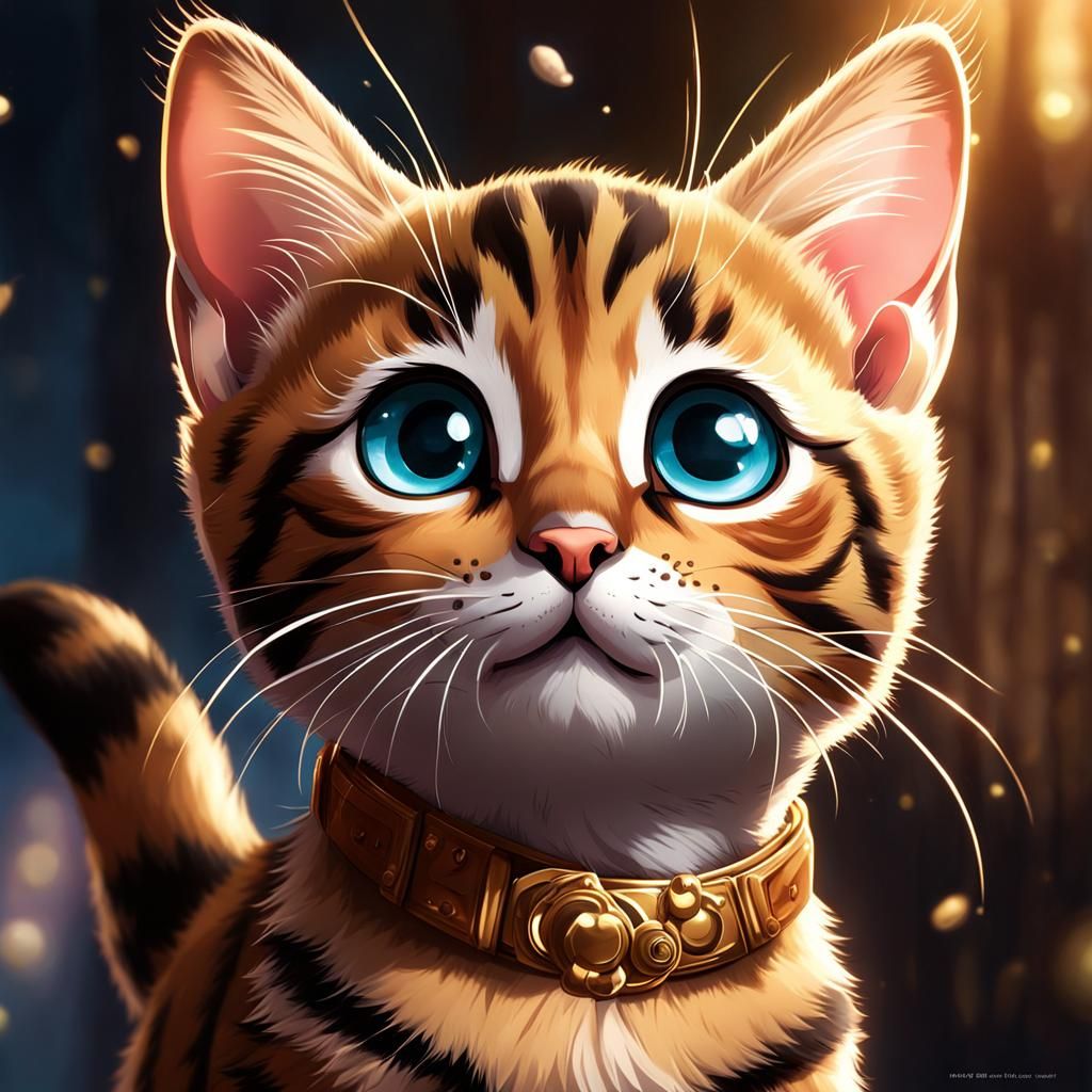 Emotional Bengal Cat Farewell in Anime Style