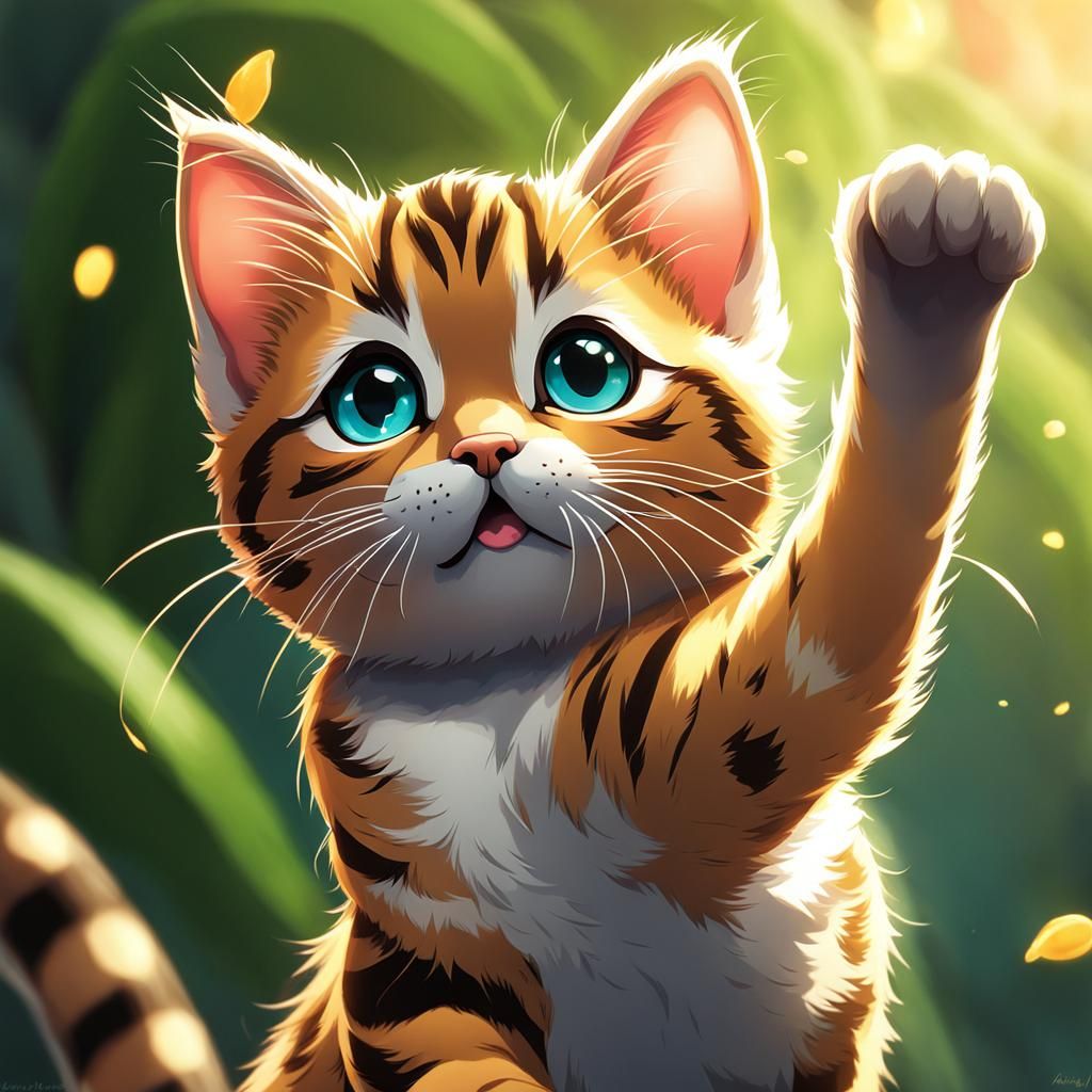 Emotional Bengal Cat Farewell in Anime Style