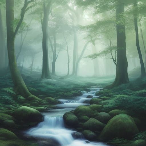 Mystical Forest Grove in Soft Watercolor Style