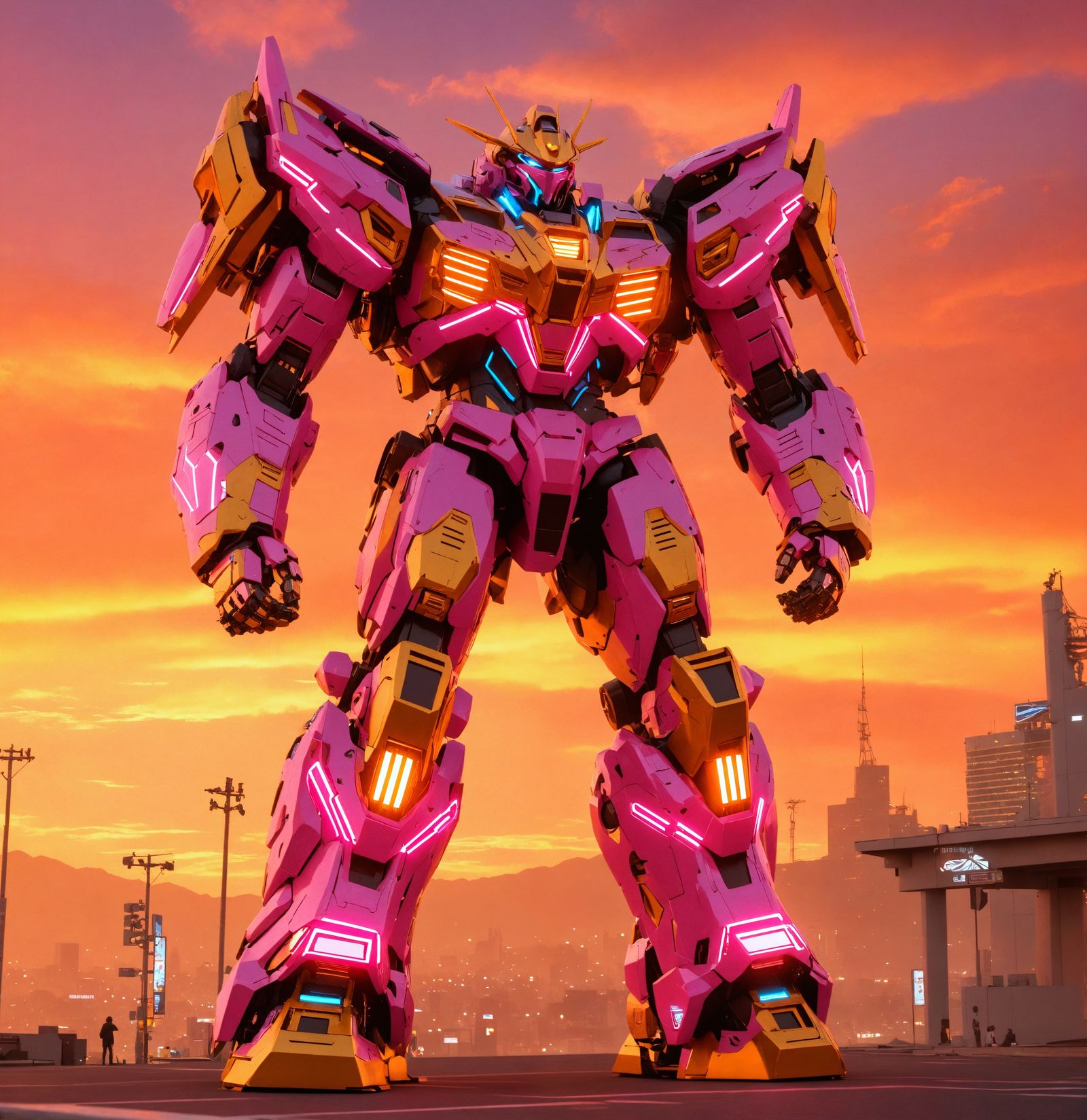 Neon Guardian Robot in Futuristic Los Angeles