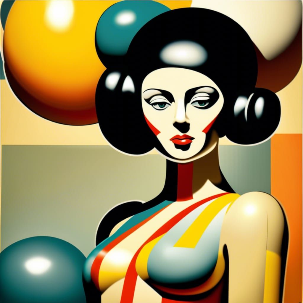 Bauhaus Poster with Harley-Davidson and Abstract Elements