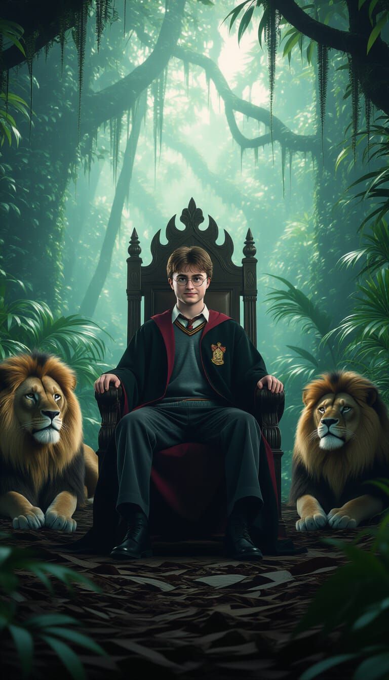 Harry Potter as Jungle King in Cinematic Style