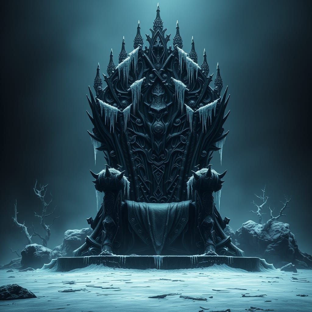 Icy Gothic Throne in Mystical Dark Art Style