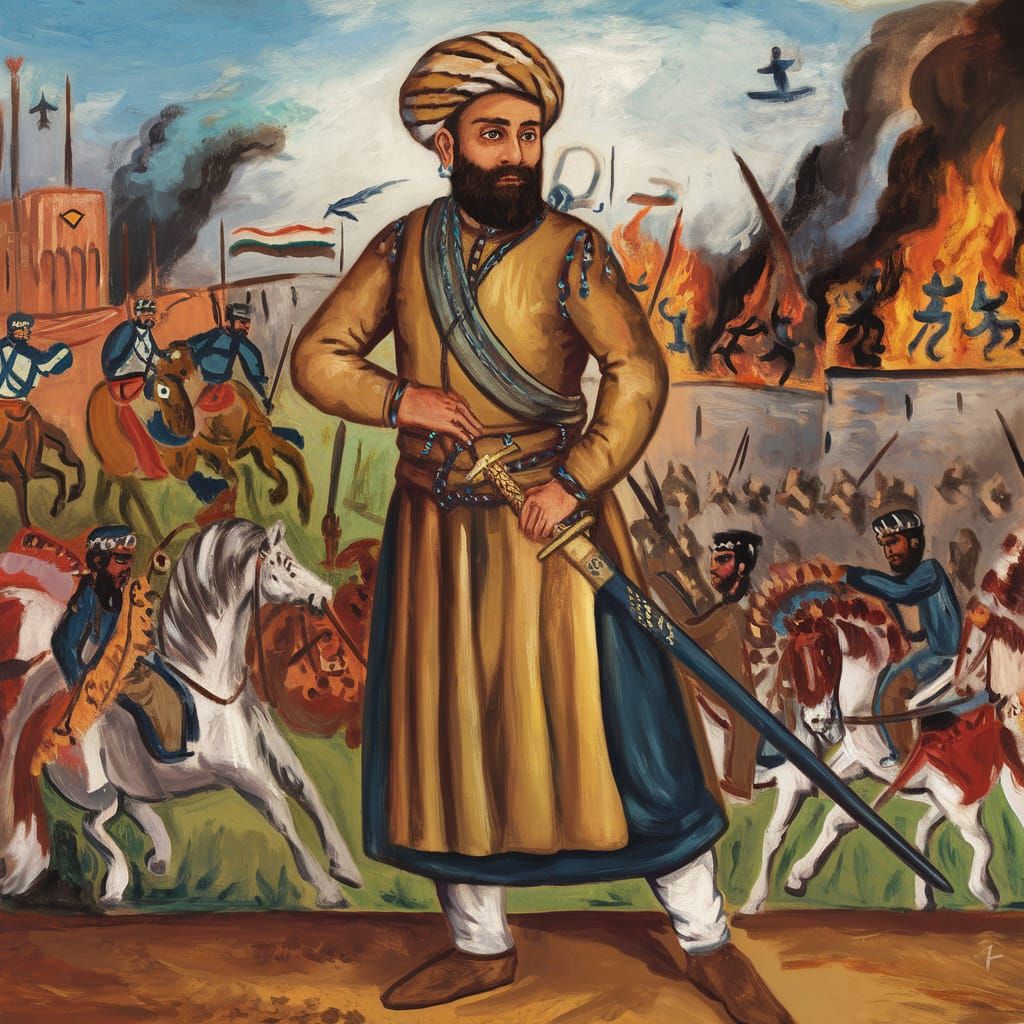 Afghan Warrior Kalu Khan Yusufzai in Battle