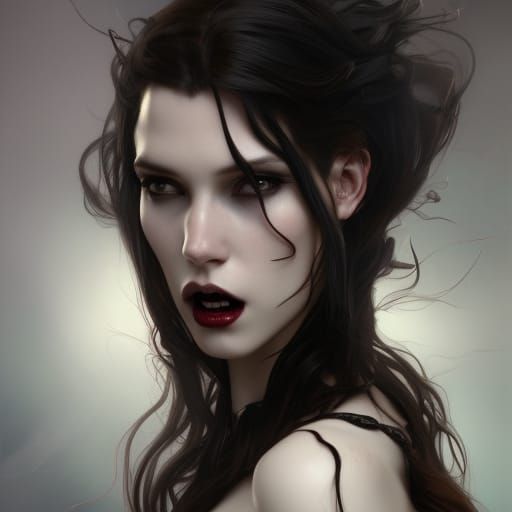 Attractive Vampire Portrait in Hyperdetailed Style