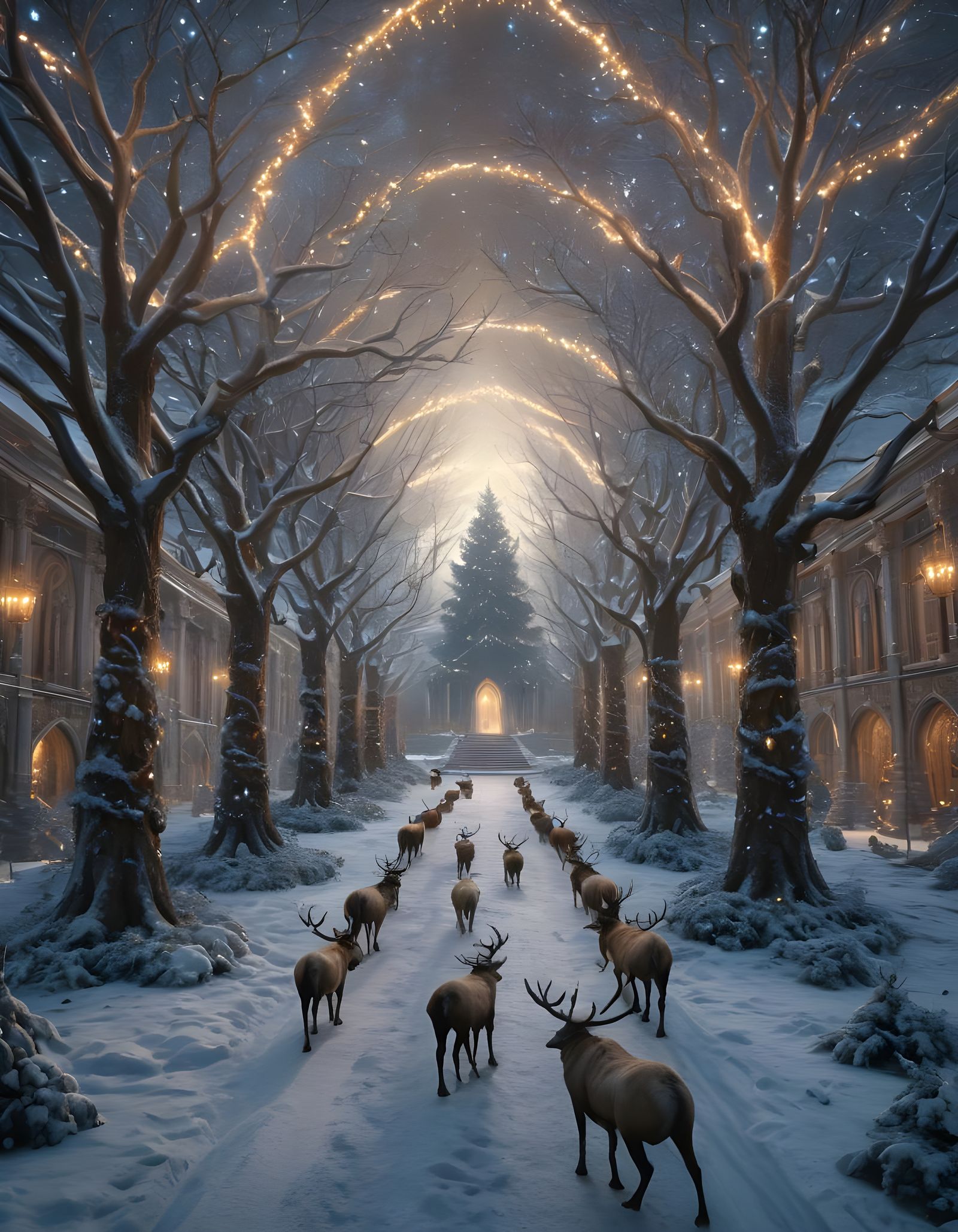 Golden Asgardian Palaces Shining under Bifrost