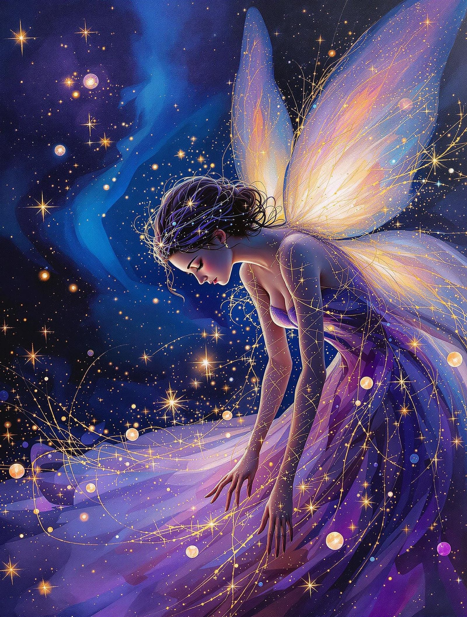 Twilight Fairy in Vibrant Expressionist Painting