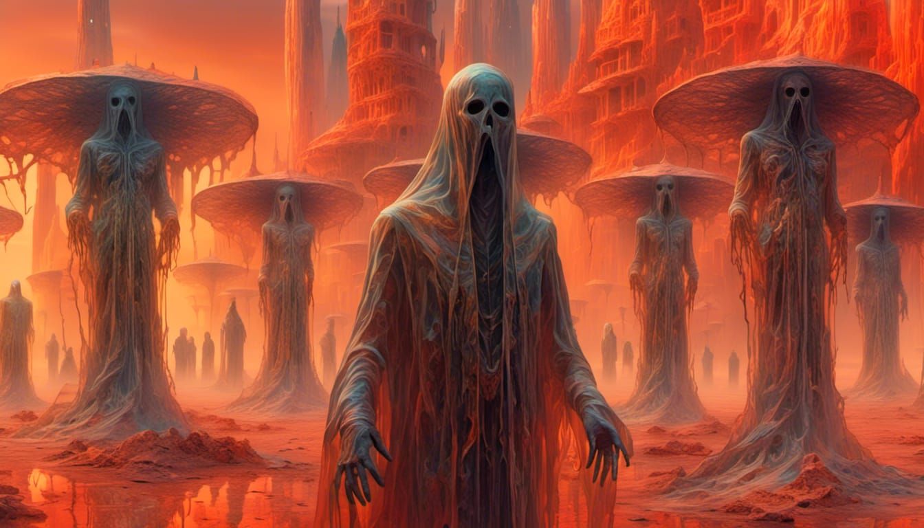 Surreal Desert Shapeshifter with Glass Towers