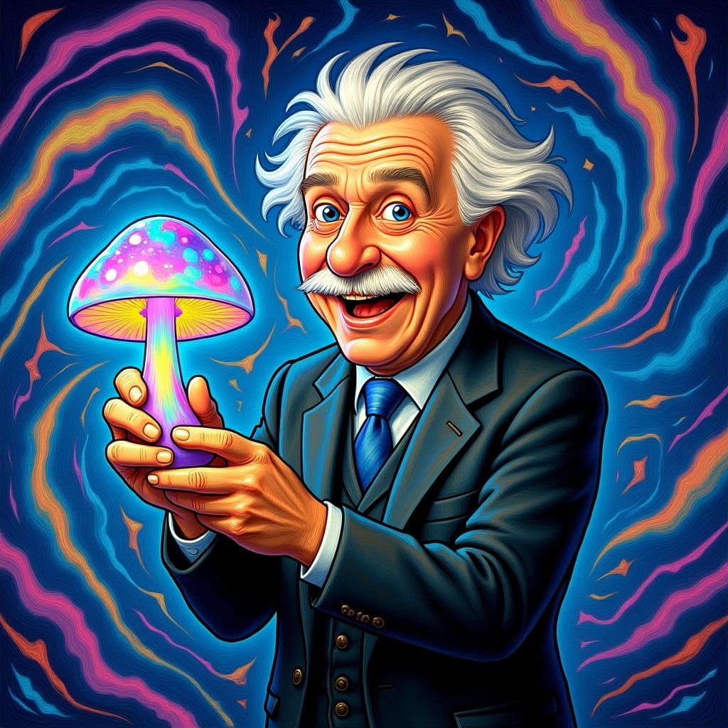 Einstein with Magic Mushroom Before Swirling Brane