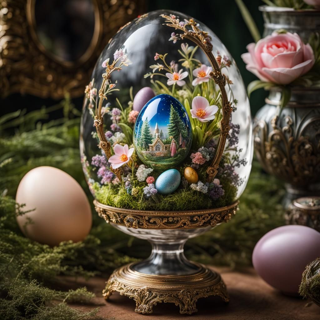 Faberge Easter Eggs Held by Forest Fairy
