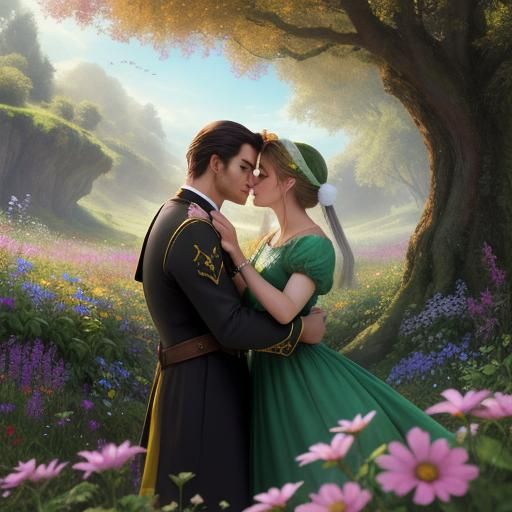 Mario and Tippi Embrace: Photorealistic Fantasy Art