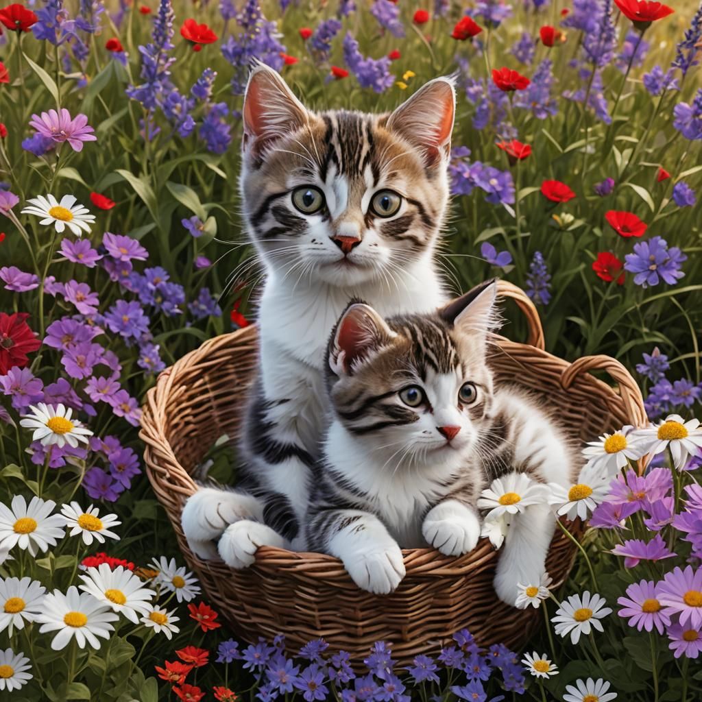 Kittens in a Basket: A Fantasy Concept Art