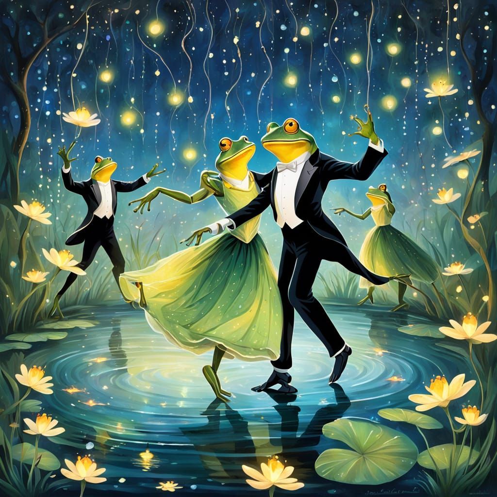 Frogs Dancing Under Strained Glass Chandeliers