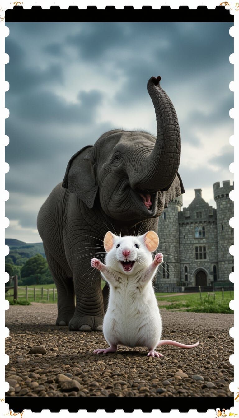 Tiny Mouse Lifts Giant Elephant Before English Castle