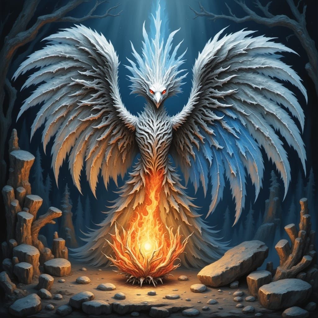 <lora:THE HOWLING:1.0> Angel of fire and ice