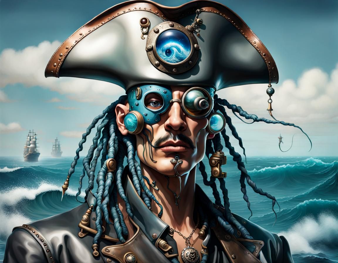 Cyborg Oceanpunk Turbulent Pirate Dalí