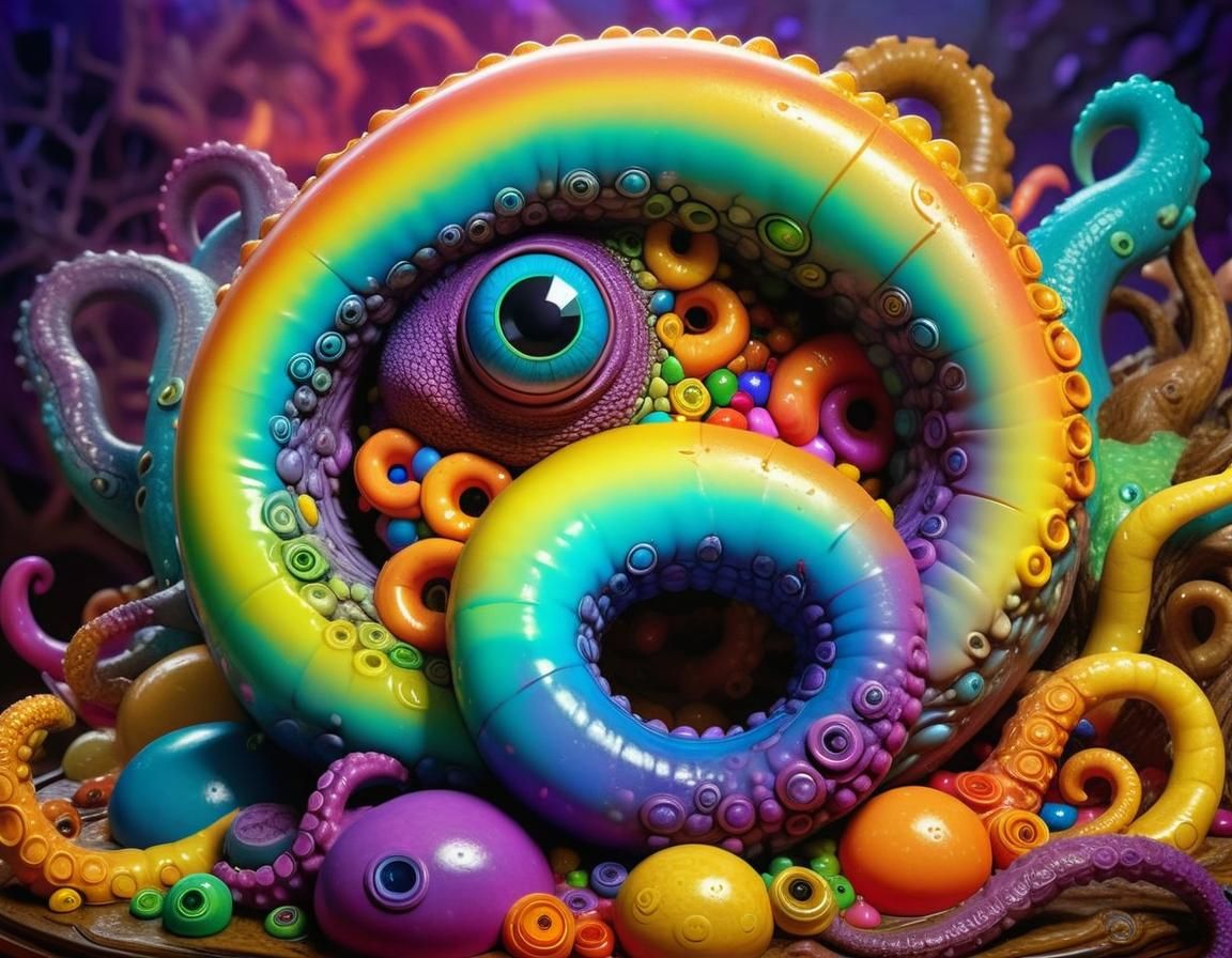 Gelatinous Monster Burps Rainbow: Klimt-Inspired Art