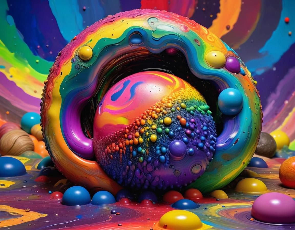 Prehistoric Rainbow Explosion in Klimt Style