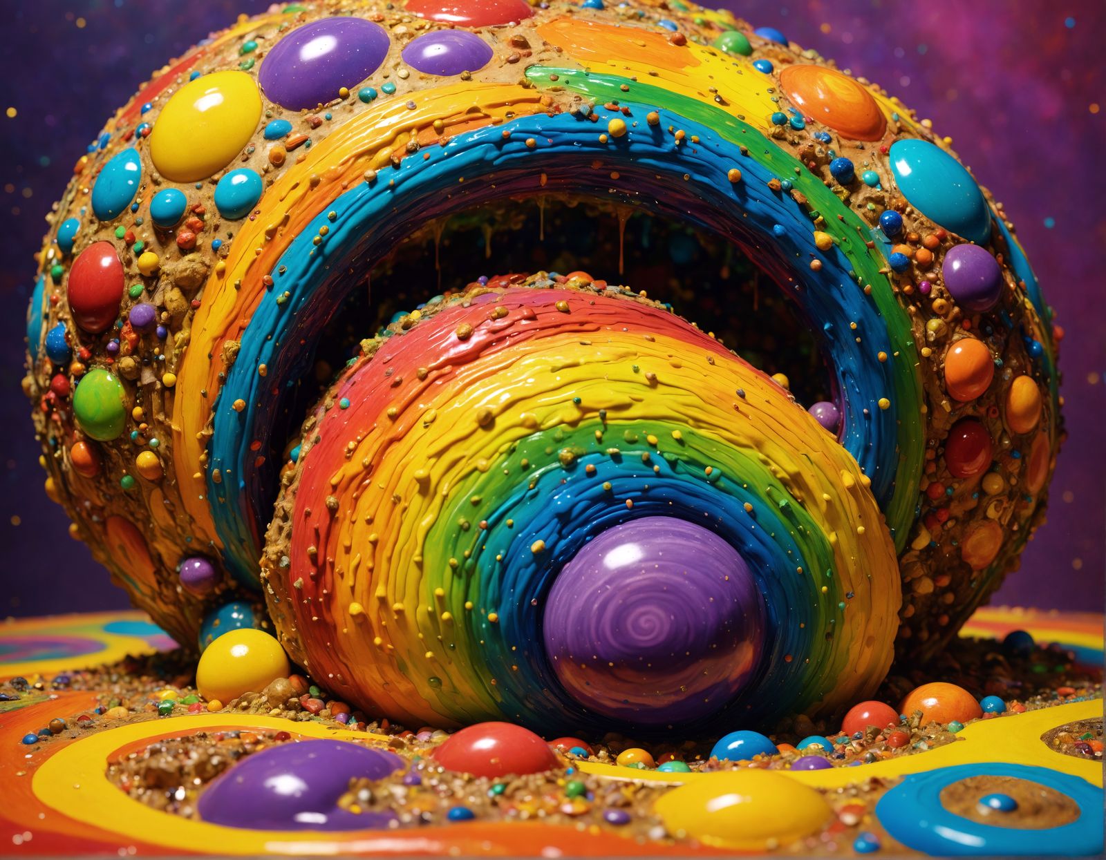 Humorous, Messy Scene in Gustav Klimt Style