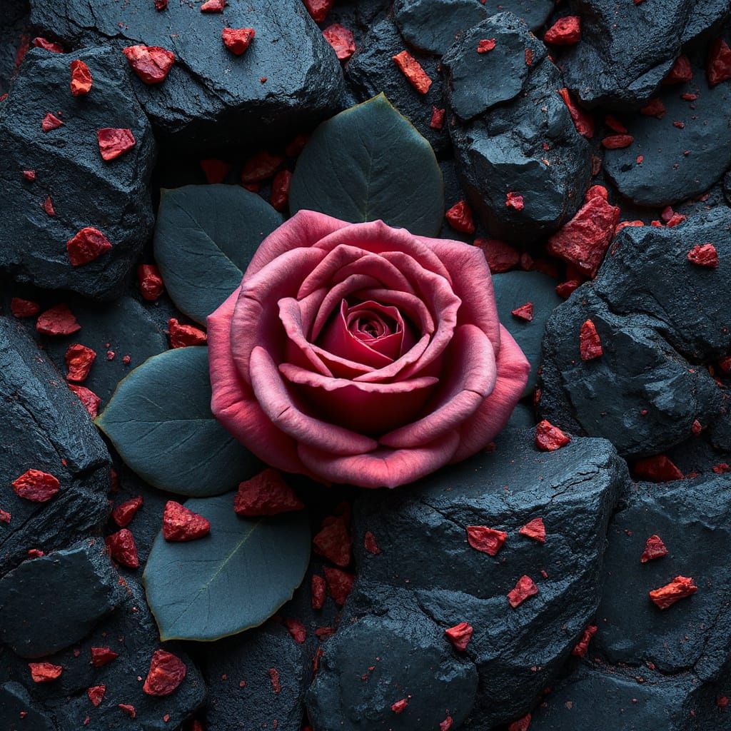 Surreal Abstract Rose in Bleak Landscape