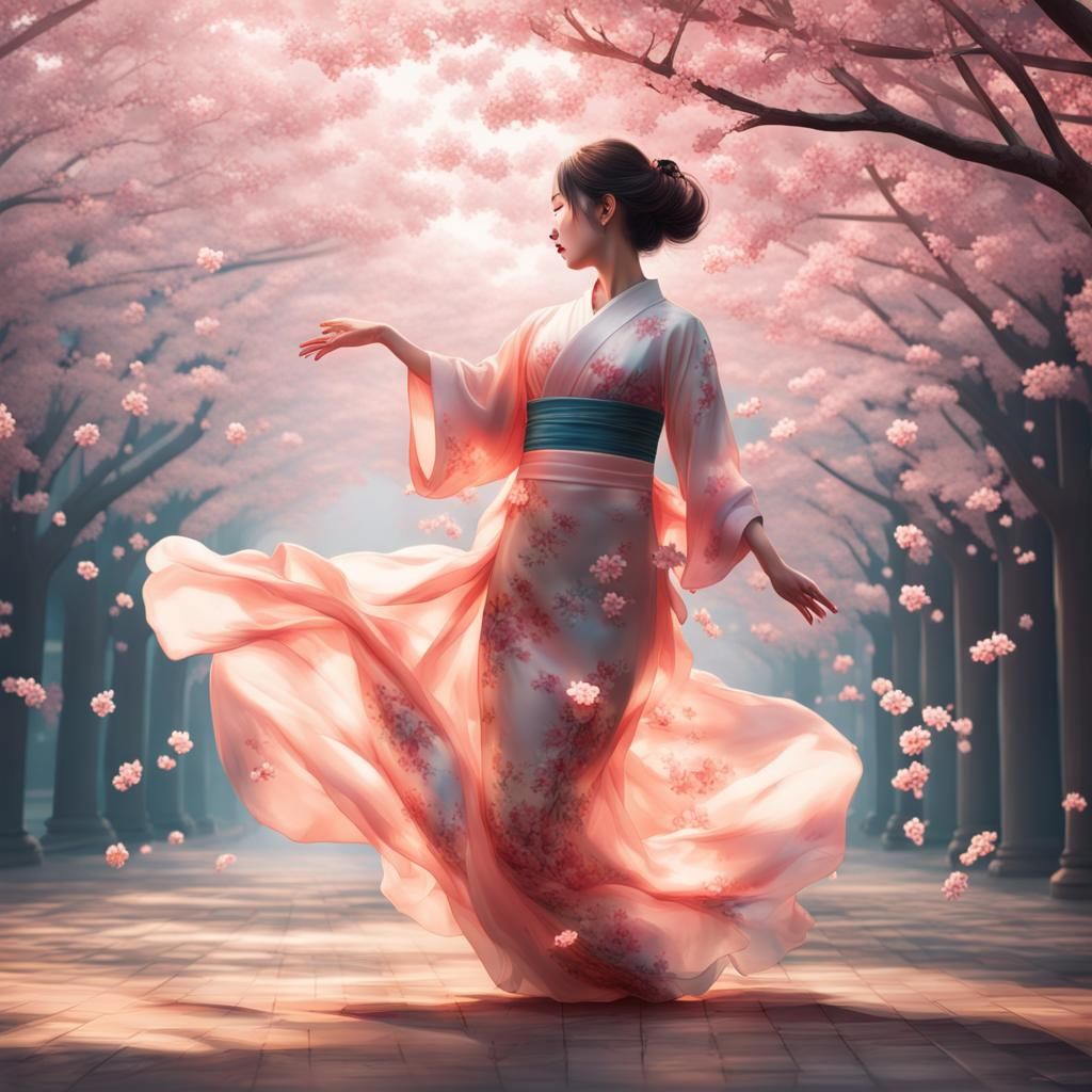 Falling Women in Translucent Dresses: Hyperrealistic Concept...