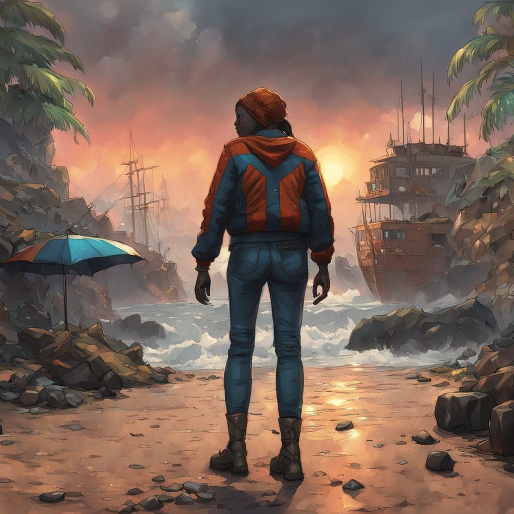 Vibrant Jamaican Supergirl in Tropical Fantasy