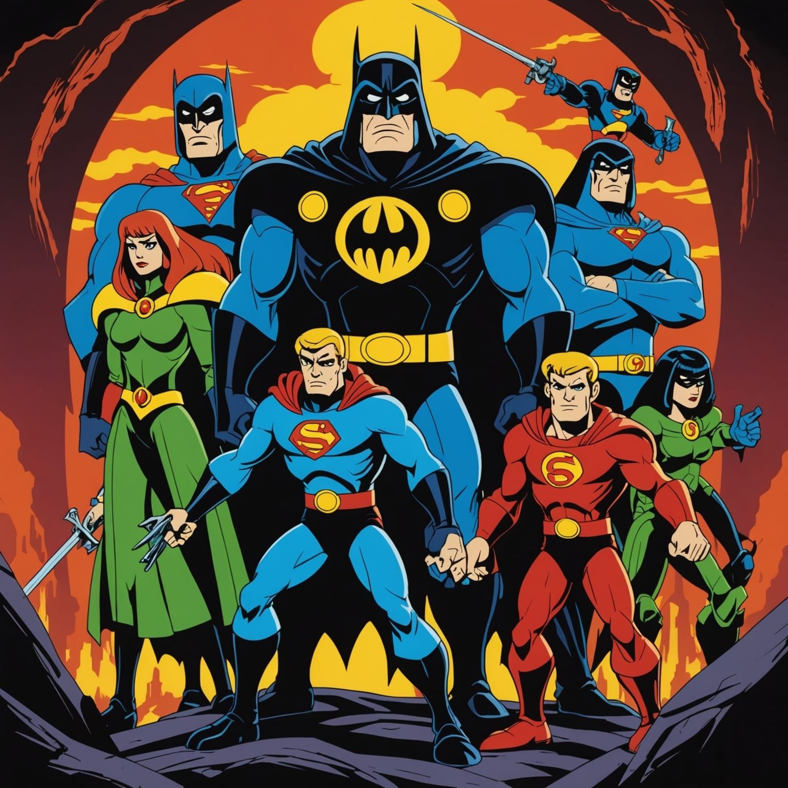 Grimdark Scene in Filmation Animation Style