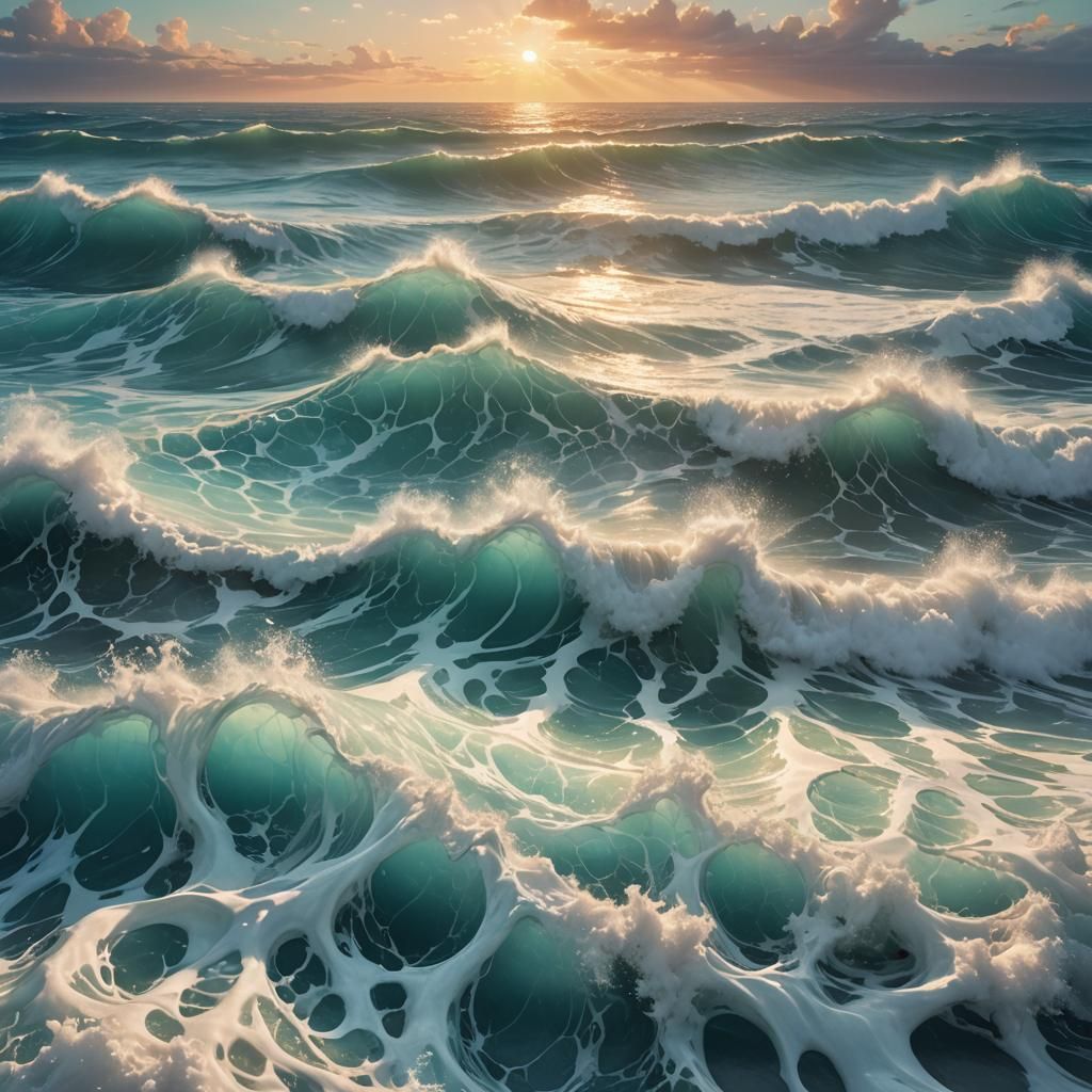 Surreal Ocean Wave Concept Art with Aqua Tones