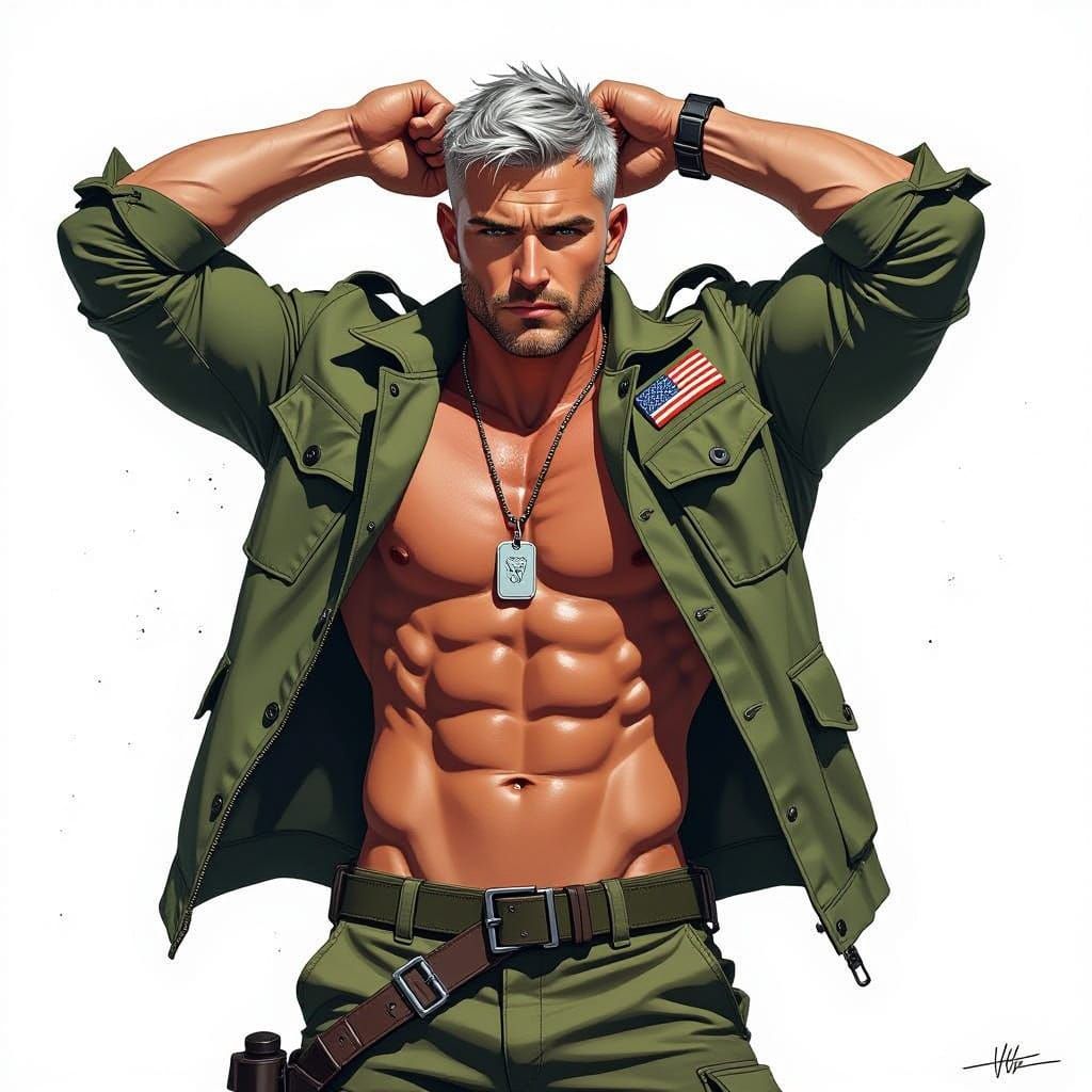 Gritty Military Figure in High Contrast