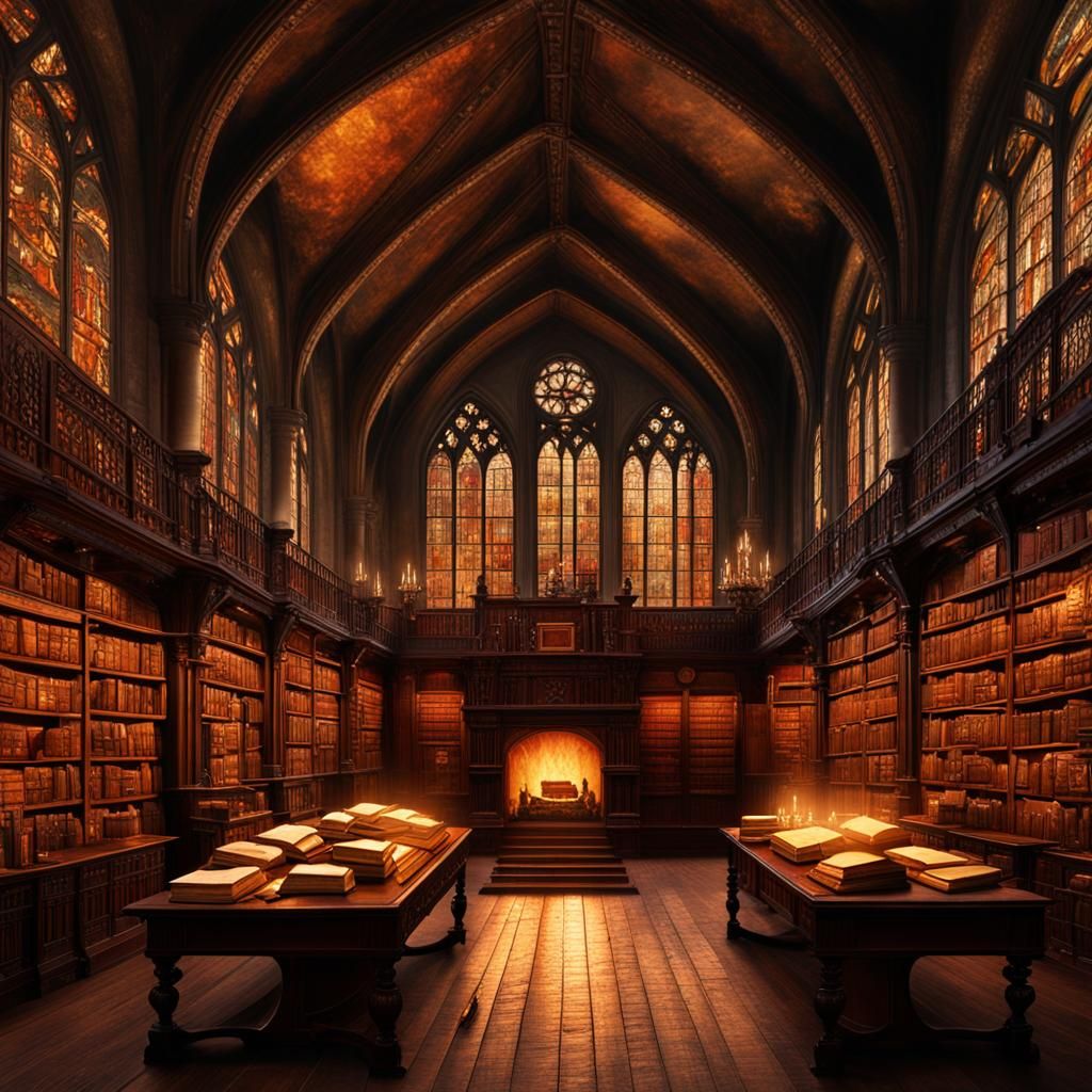 a huge medieval library