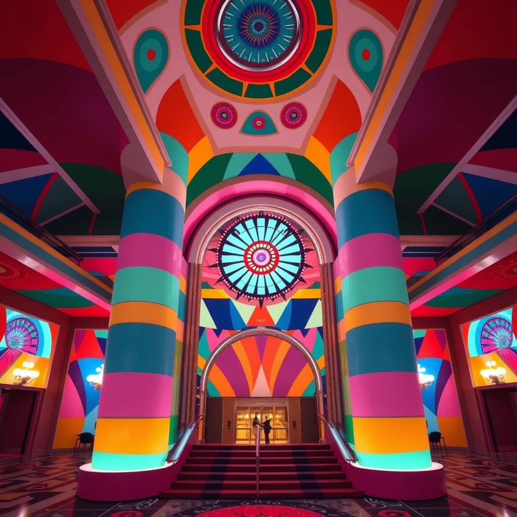 Retro Revival: Geometric Immersion in Triadic Colors
