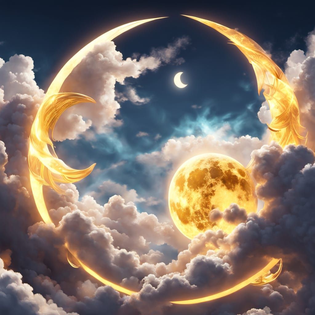 Sun and Moon Celestial Art in Vibrant Anime Style