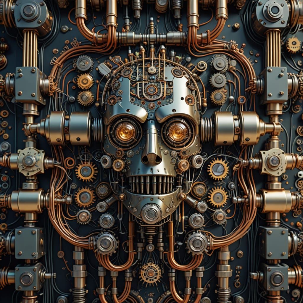 Surreal Robot Head With Retro Electrical Components