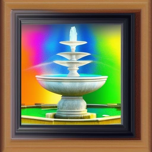 Colorful Water Fountain Display Framed