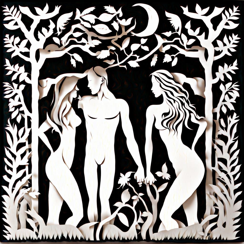 Adam and Eve: Cut Paper Temptation