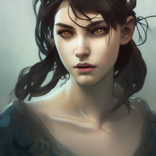 Detailed Wolf Girl Portrait in Digital Art Style