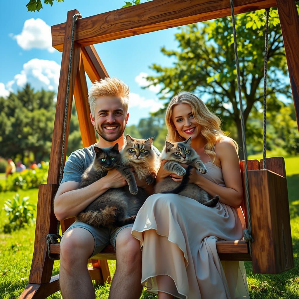 Charming Couple Soaks Up Sun in Lush Park Scene