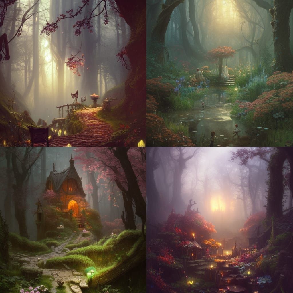 Dark Fantasy Fairy Garden in 3D, Hyperdetailed