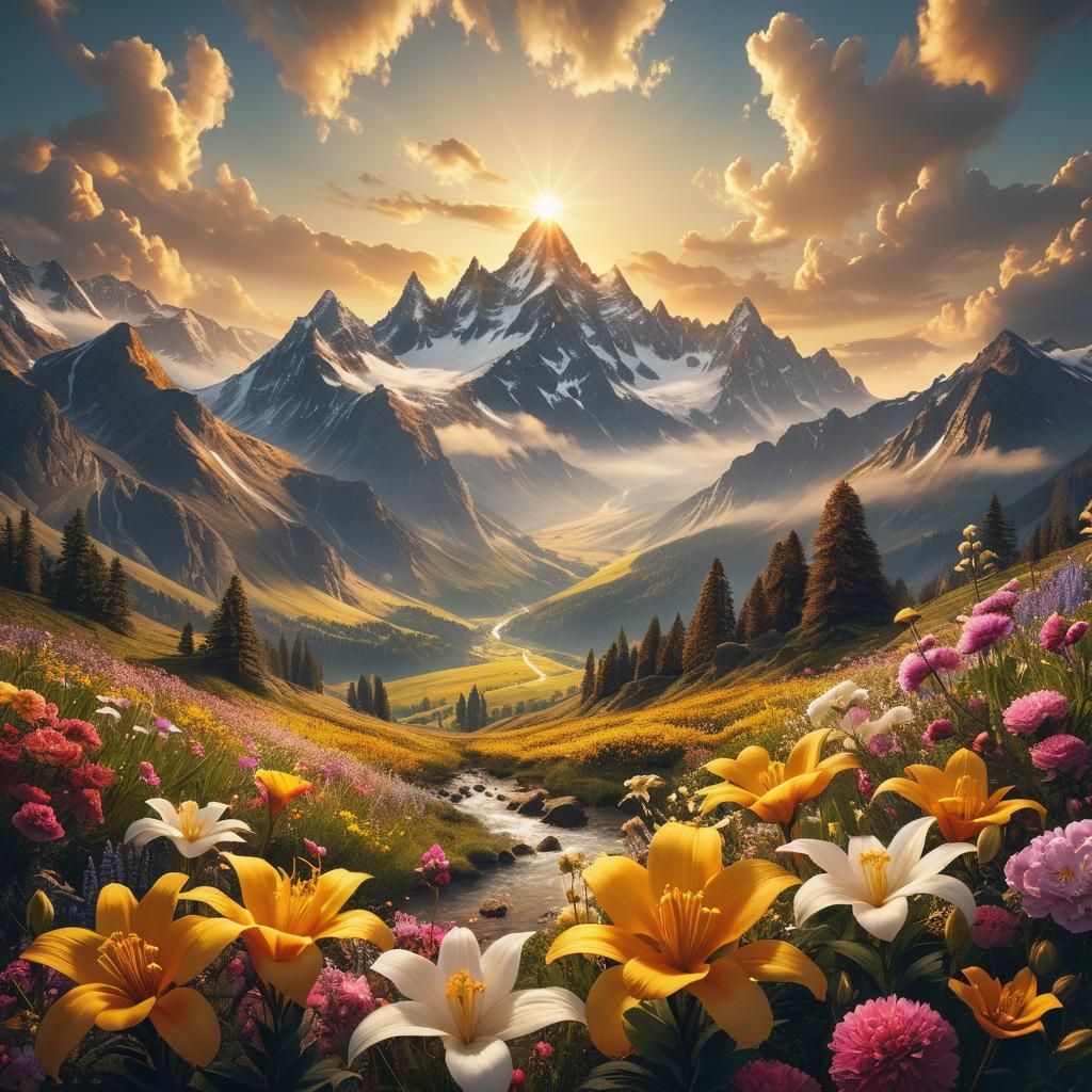 Epic Mountain Valley at Golden Hour