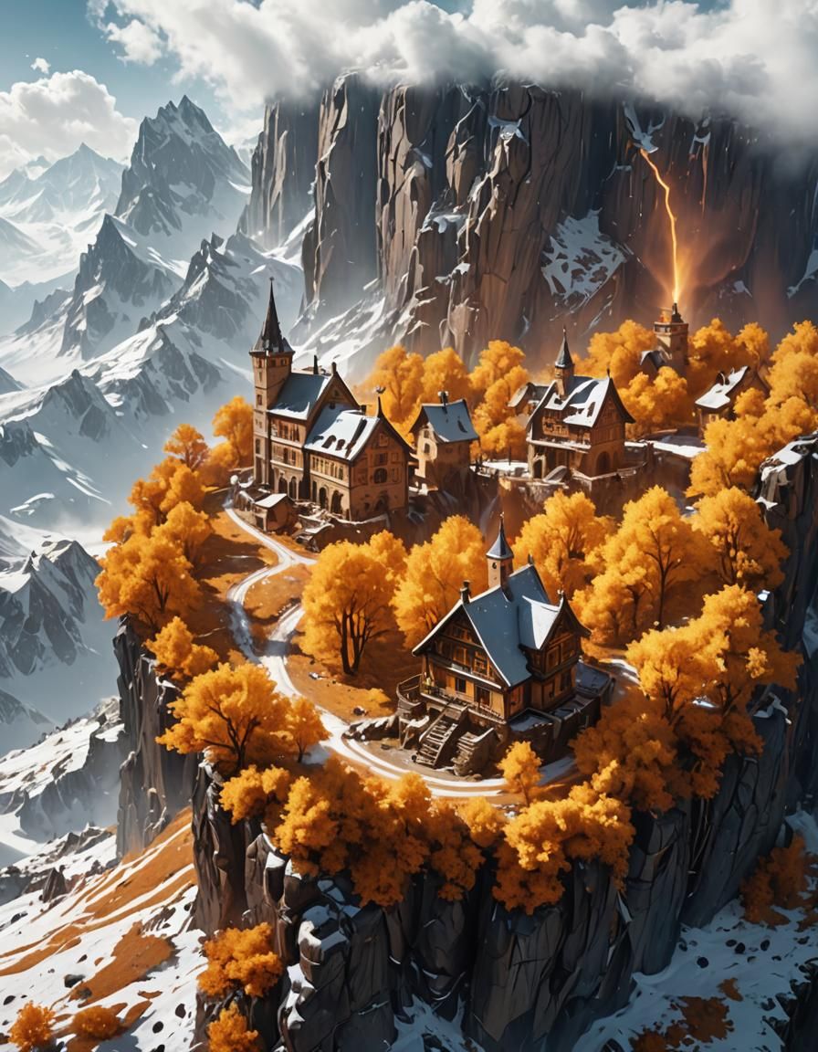 Magical Wizards Duel in Snowy Landscape