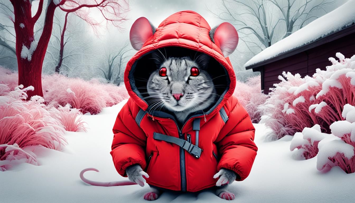 Mouse in Winter Jacket: Infrared Fine Art Portrait