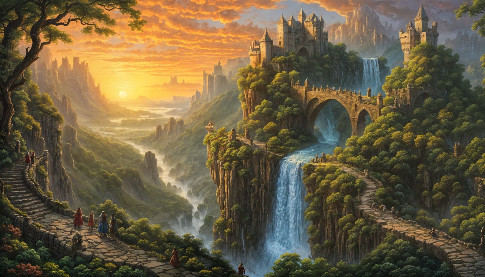 Epic Cliffside Castle Connection in Vibrant Sunrise Light