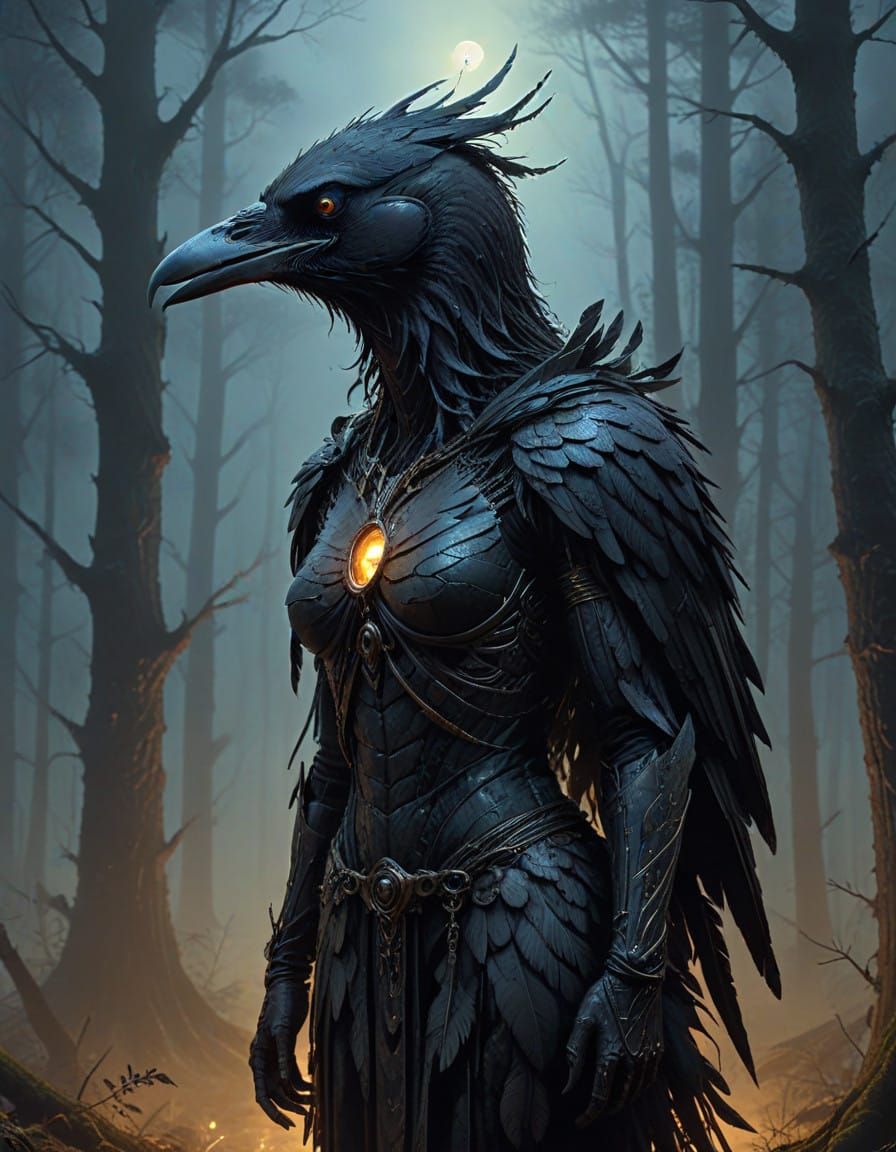 Mystical Raven Goddess in Dark Victorian Fantasy