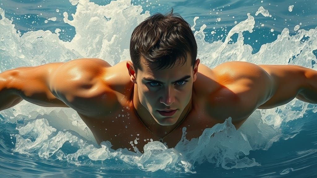 Powerful Para-Swimmer in Motion: Hyper-Realistic Detail