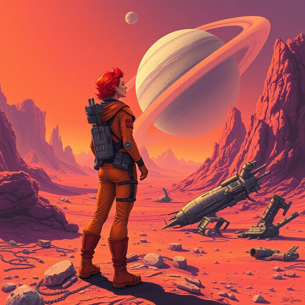 Cosmic Adventurer Stands Tall on Barren Alien World