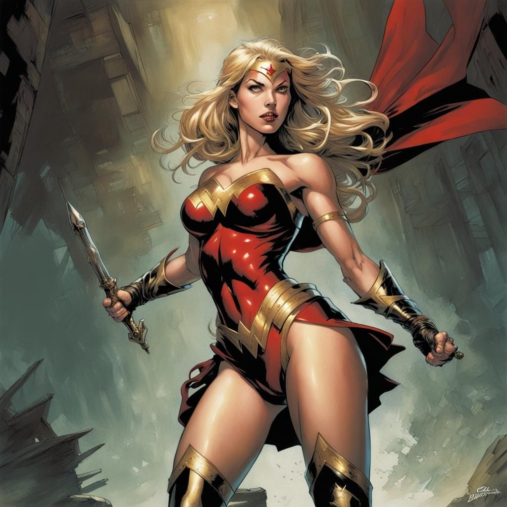 Wonder Girl in Dark Fantasy Comic Art