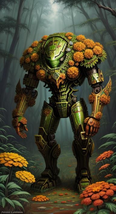 Robot Swamp Thing with Geometric Patterns